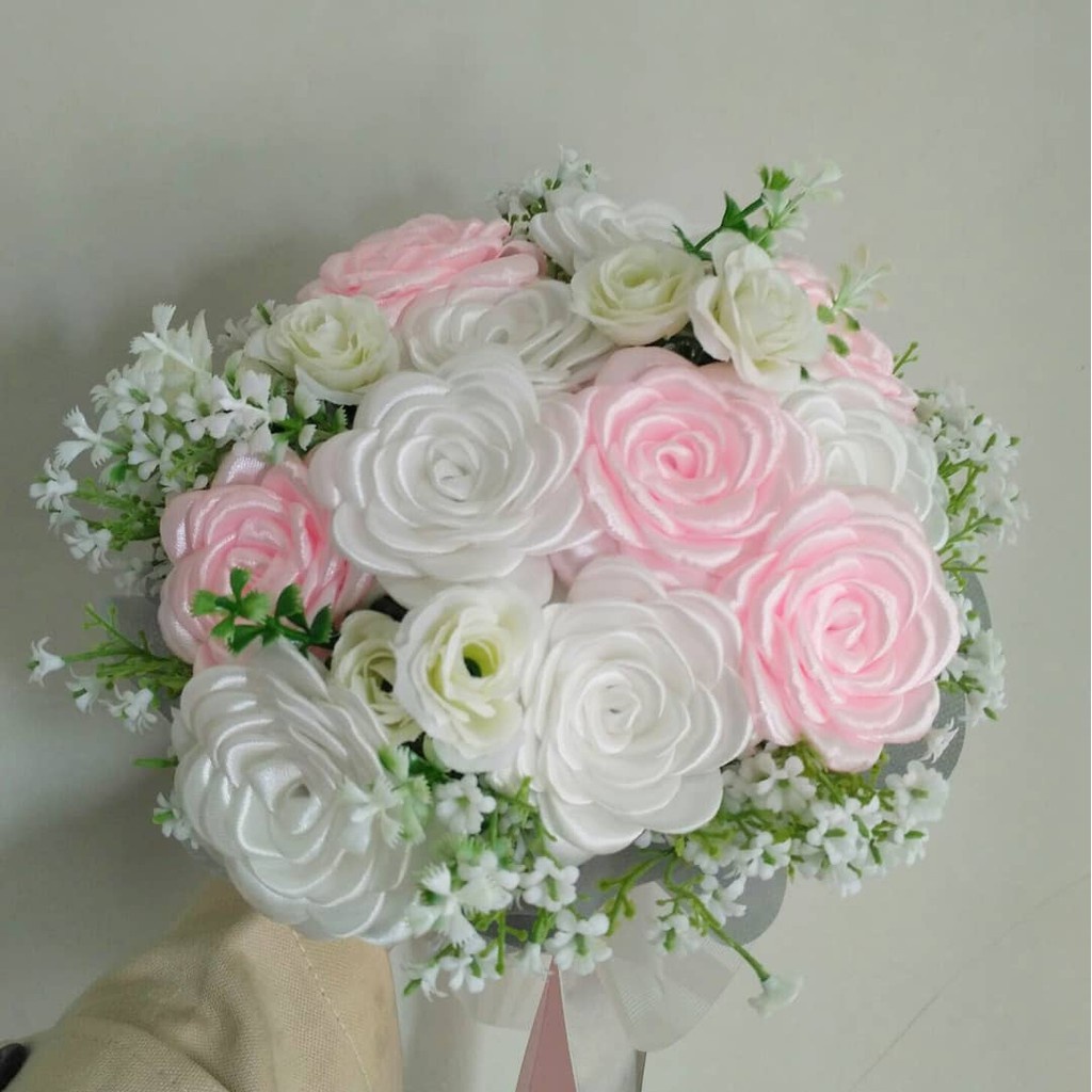 Bridal Hand Bouquet wedding Buket Bunga Satin Wedding