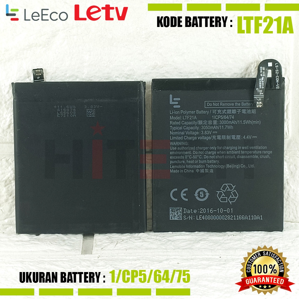 Baterai Battery Original LTF21A For LeTv LeEco Le 2 (Pro) Le 2S Le S3 X20 X626 X528 X621 X625 X25 X525 X620 X520 X522 X527