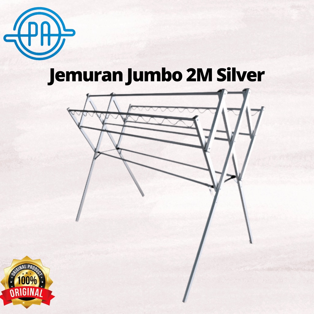 JEMURAN BAJU 2 MTR SILVER JUMBO ALUMINIUM ANTI KARAT JEMURAN PAKAIAN