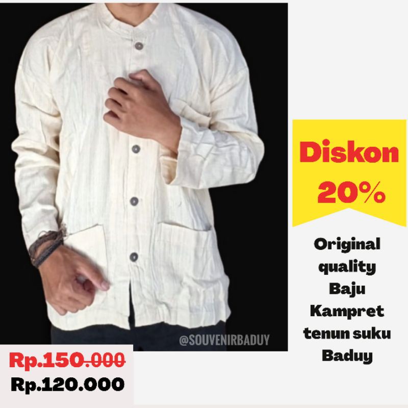 Original quality Baju kampret kancing putih/crem khas suku Baduy