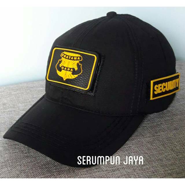 TOPI GADA PRATAMA - TOPI GADA PRATAMA LIST HITAM KUNING VELCRO 3 PATCH