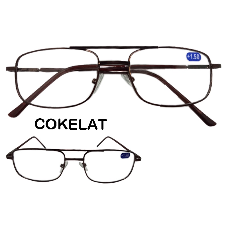 Frame Lensa Kacamata Baca Plus (+) Uk +1.00 s/d +3.00 Kacamata Plus Kacamata Rabun Dekat Frame Besi Kacamata Baca Fashion Wanita Pria Unisex Reading Glasses Kacamata Lensa Plus Kacamata Dewasa