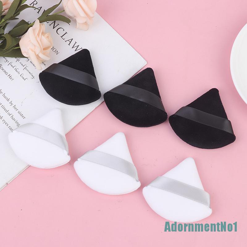 (AdornmentNo1) 4pcs / Set Spons Puff Mini Bentuk Segitiga Bahan Velvet Untuk MakeUp / Kosmetik Wanita