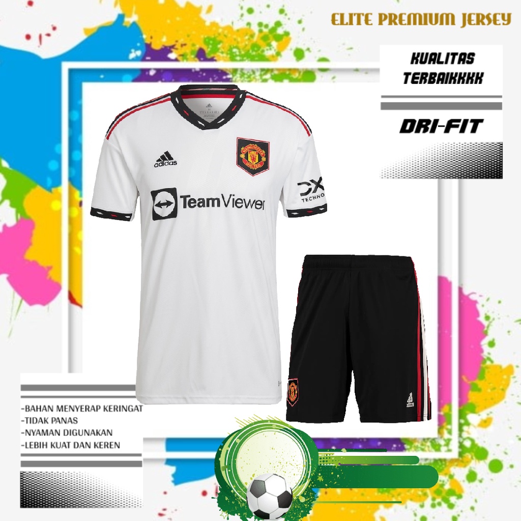 SETELAN JERSEY DAN CELANA BOLA MU AWAY 2022/2023 GRADE ORI PREMIUM | BAJU & CELANA MU AWAY TERBARU