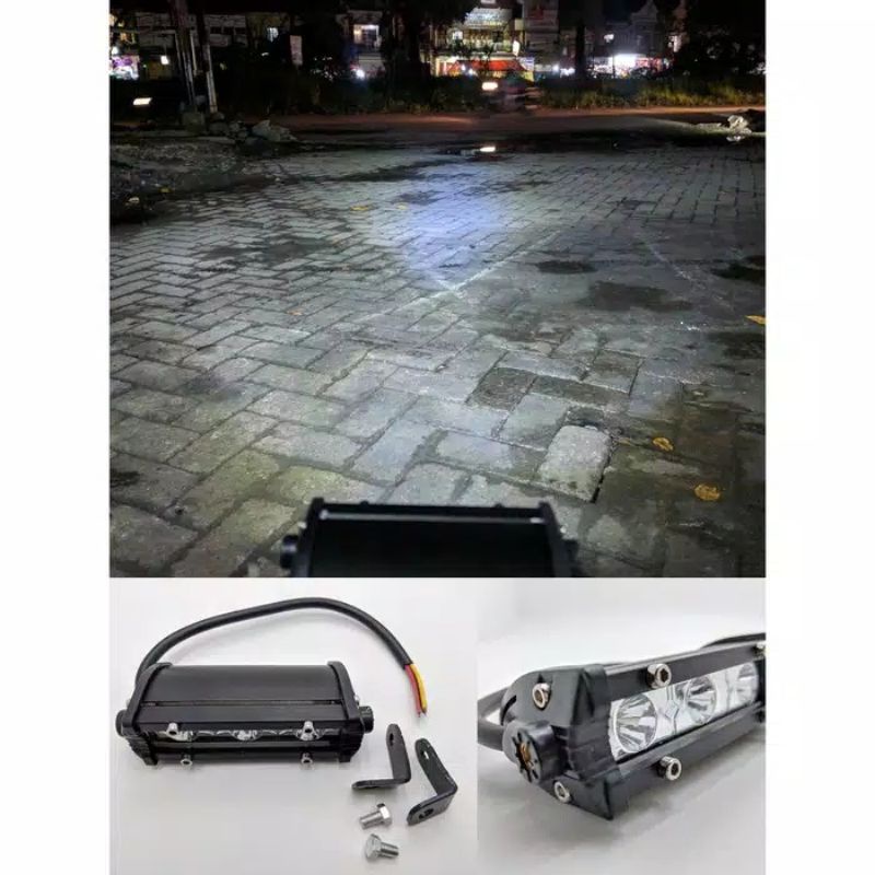 LAMPU TEMBAK SOROT LED BAR SLIM CREE 3 TITIK MINI 12-24 V ALLUMUNIUM