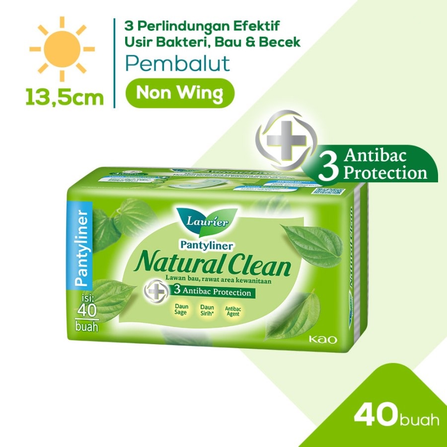 ★ BB ★ Laurier Natural Clean Day Long Wing / Pantyliner - Day 25cm 16s Long Wing - Day 22cm 5s 20s - Pantyliner 40s - Pembalut Wanita