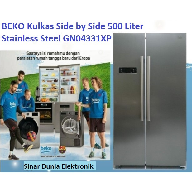 BEKO Kulkas Side By Side 500 Liter Inverter Stainless Steel GNO4331XP