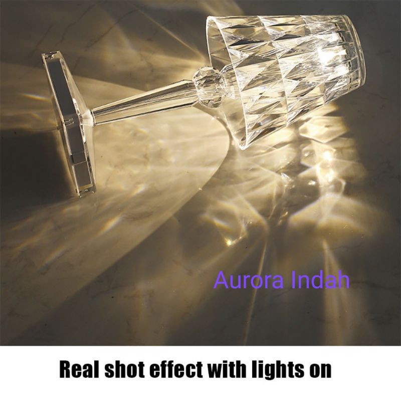 Lampu Meja LED+Emergency Krystal Untuk Kamar tidur/Ruang Tamu