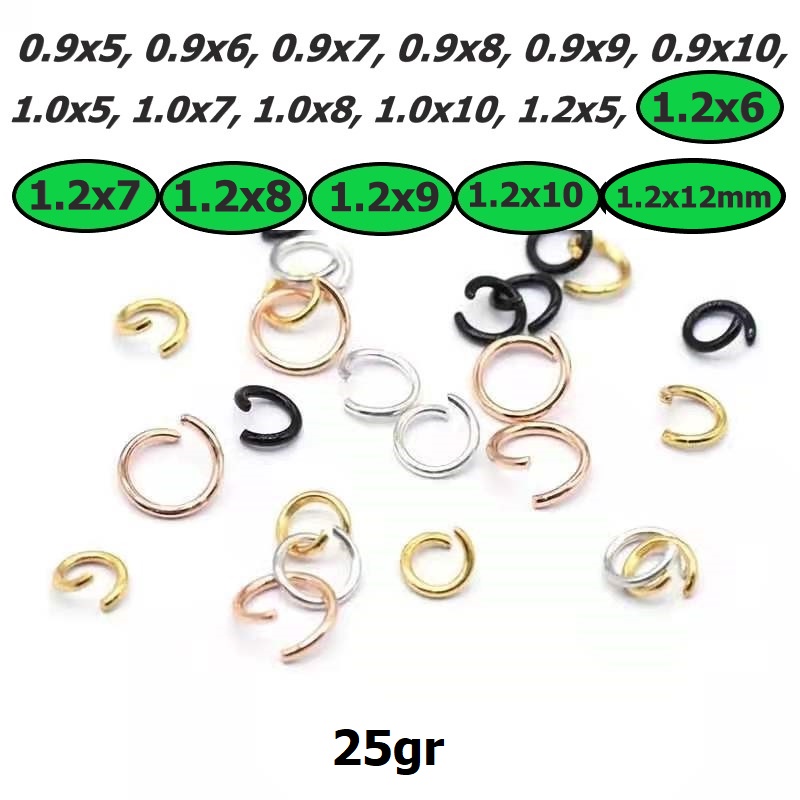 Ring Tebal 1.2mm Terbuka Uk 7mm - 10mm Harga/25gr