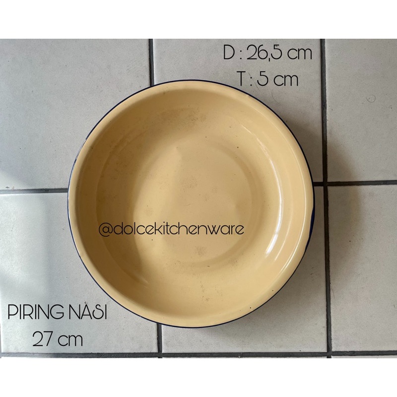 Piring Nasi / Balastrang Polos Enamel Seng Jadul 27 cm