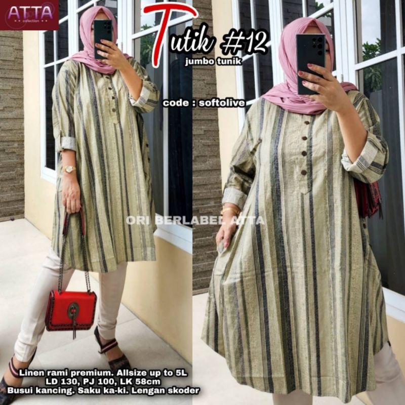 Tunik Jumbo Big Size LD 130 - 170 cm 3L 4L 5L 6L 7L Bahan Uniqlo Linen Premium Crincle Ori Atta Isva