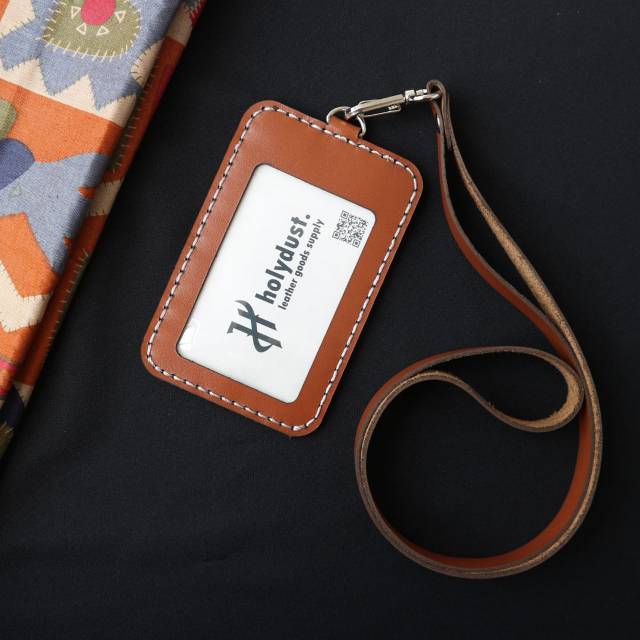 

ID Card Holder Name tag holder murah kulit asli premium handmade | Warna Tan