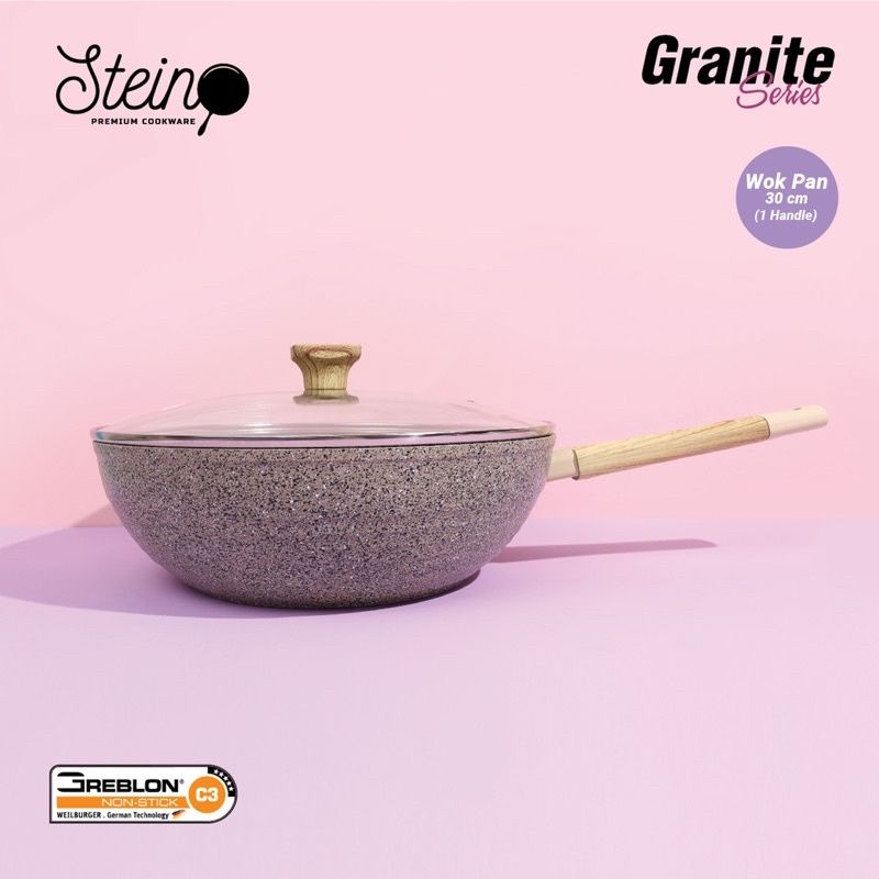 STEIN STEINCOOKWARE WOKPAN 30 CM TUTUP KACA GRANITE GERMAN WOK PAN ORIGINAL ANTI GORES ANTI LENGKET