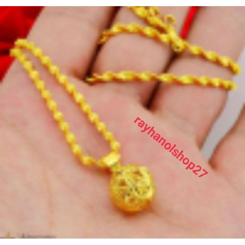 24 K GOLD KLAVIKULA KALUNG Gelombang Wanita Keberuntungan Kalung manik manik