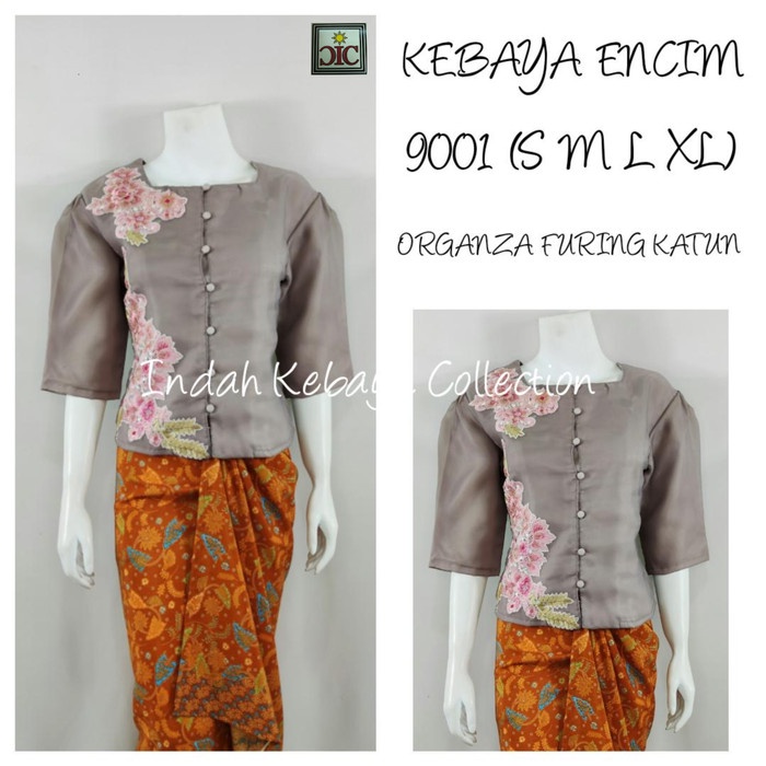 WBS 8942A IndahKebaya Modern Encim Kutubaru Bali Murah Batik Bordir Brokat - S, Abu-abu ORIGINAL