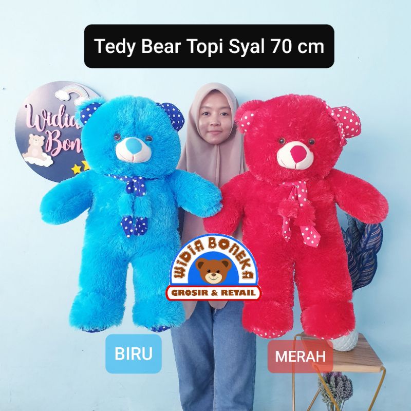 Boneka Teddy Bear XXL Topi Syal