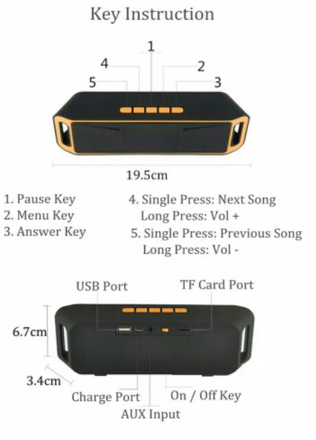 Speaker Bluetooth S208 Megabass Stereo A2DP