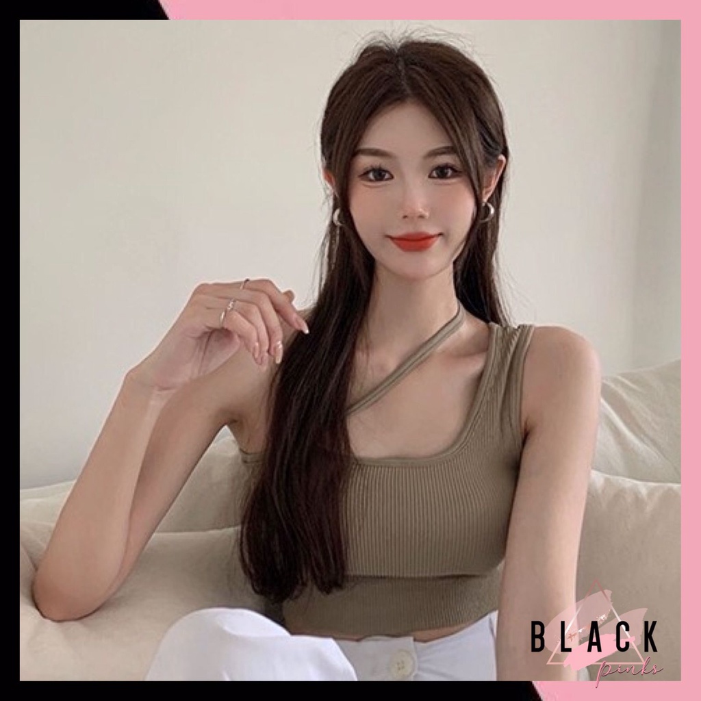 Blackpink TankTop Wanita Dengan Bra Wireless Bralette Atasan Tanpa Lengan Mulus 1219