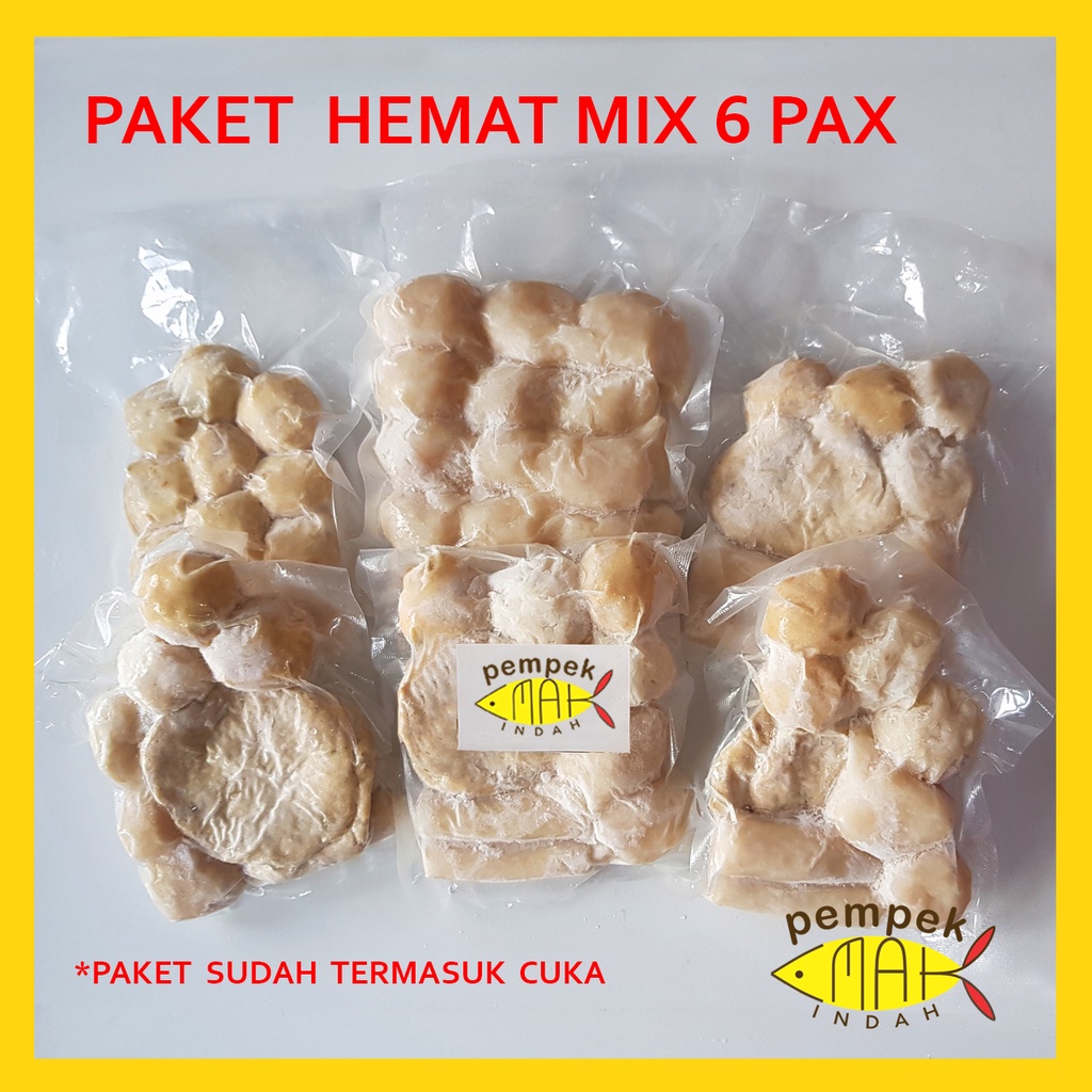 PEMPEK EMAK INDAH - PEMPEK MPENAK PALEMBANG ASLI IKAN TENGGIRI - Paket Hemat 6 Pax WAJIB PILIH VARIAN