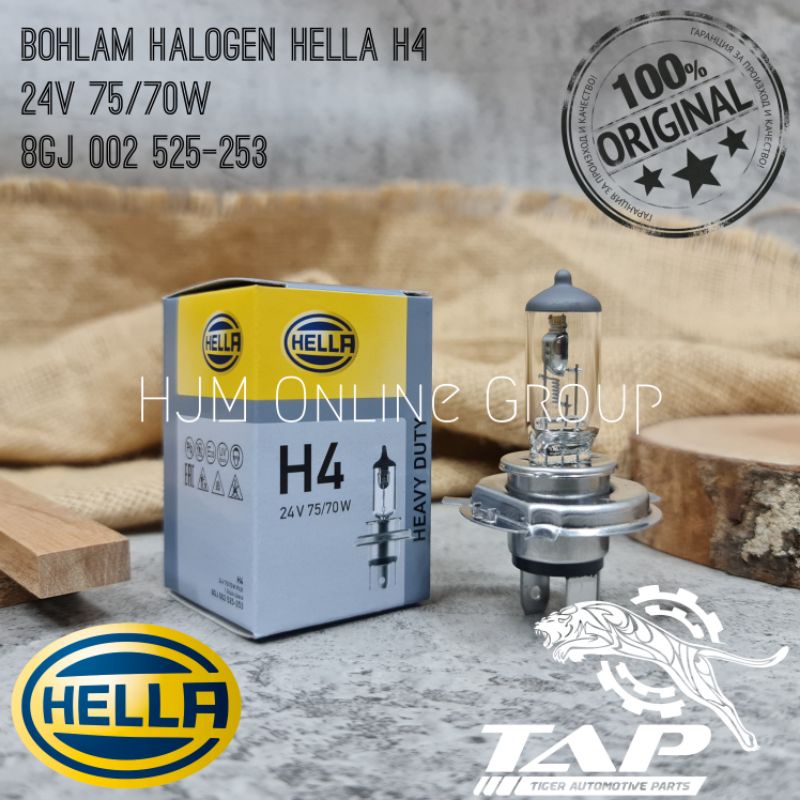 BOHLAM LAMPU HALOGEN HELLA H4 P43T 24V 75/70W ORIGINAL 8GJ 002 525-253