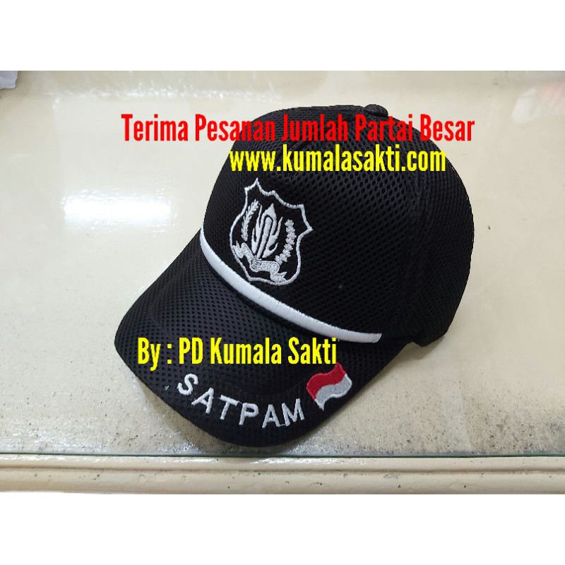 Topi Jaring Satpam Coklat Logo Lis Putih Klep MP Satpam|Topi Jala Security|Kaos Satpam|Pangkat Satpam|Seragam Satpam Coklat|Sabuk Kopel