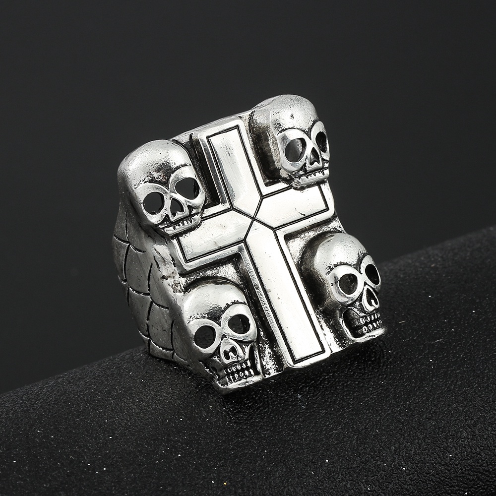 Cincin Desain Tengkorak Gaya Vintage Punk Untuk Pria