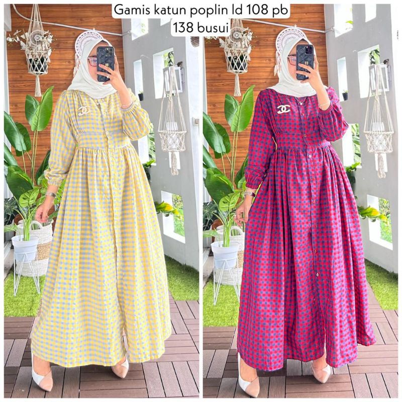 COD /LESTI Gamis popline kotak terlaris 611