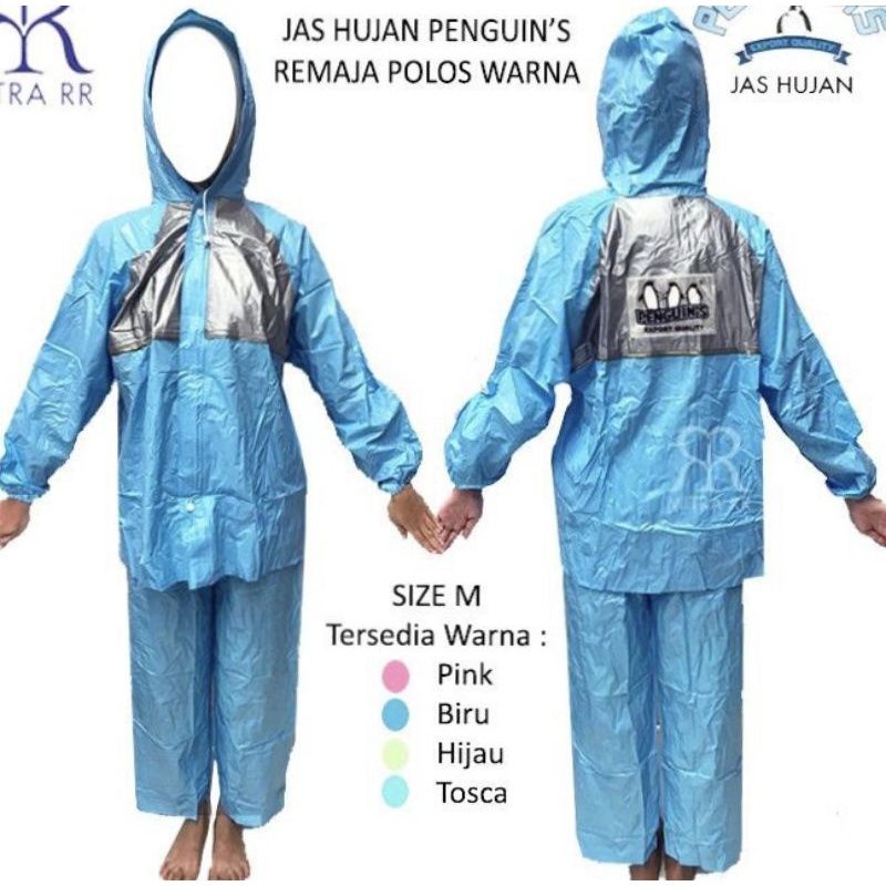 Jas Hujan Penguin Anak Remaja Kombinasi