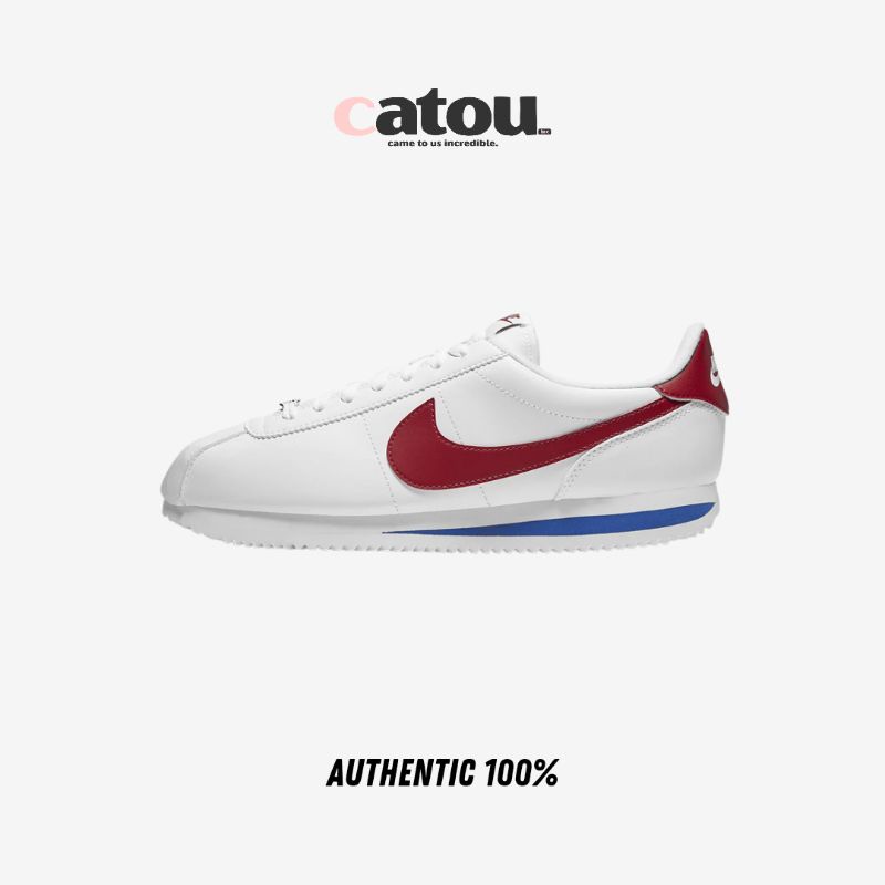 Nike Cortez Basic Leather Forrest Gump White/Varsity Red Original 100% BNIB [RESMI]