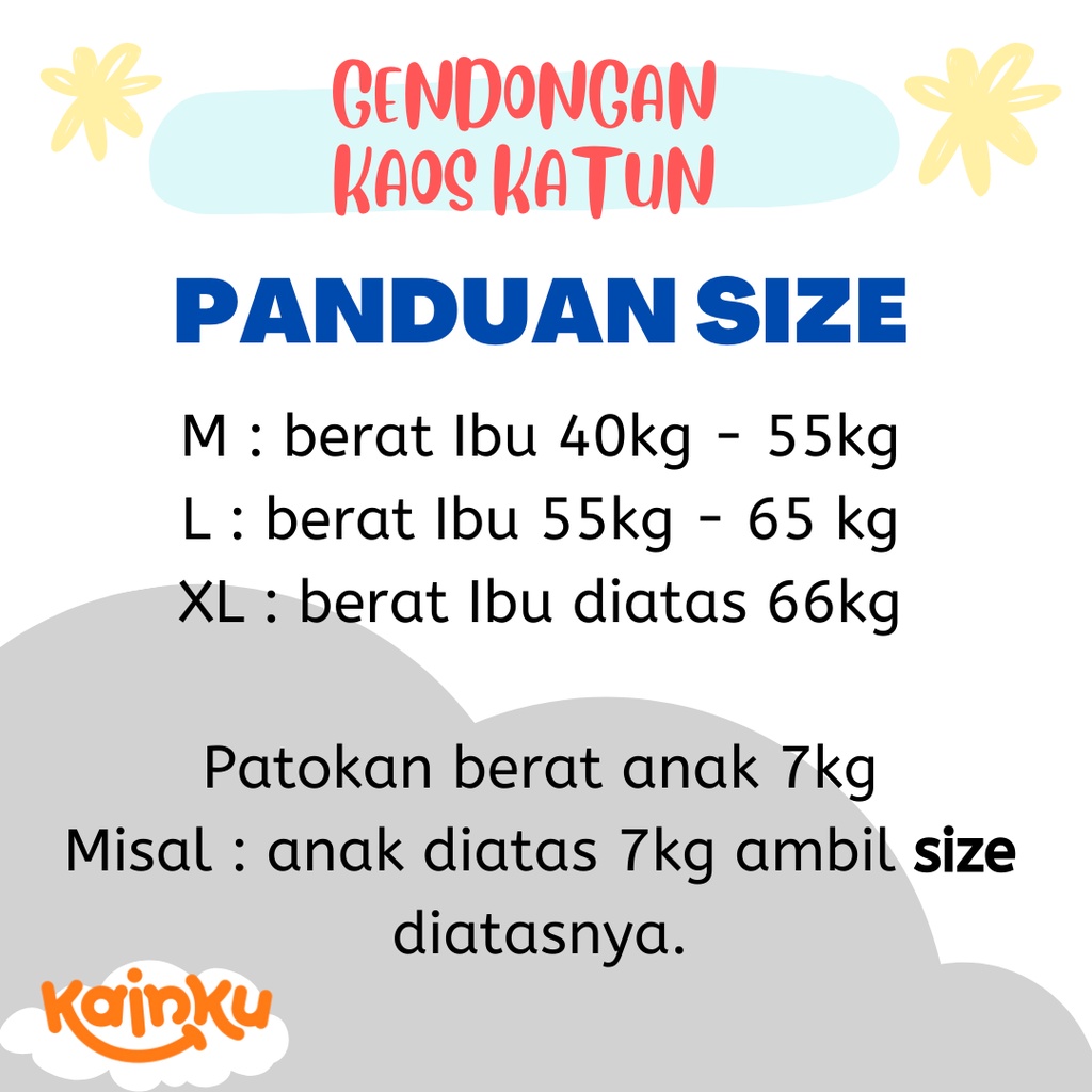 GEOS GENDONGAN KAOS BAYI GRADE A++ MOTIF POLOS &amp; ANAK