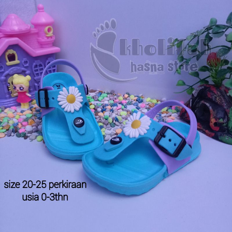 SANDAL JEPIT TALI BELAKANG BUNGA ANAK PEREMPUAN USIA 0-3THN DULUX 213E-CW