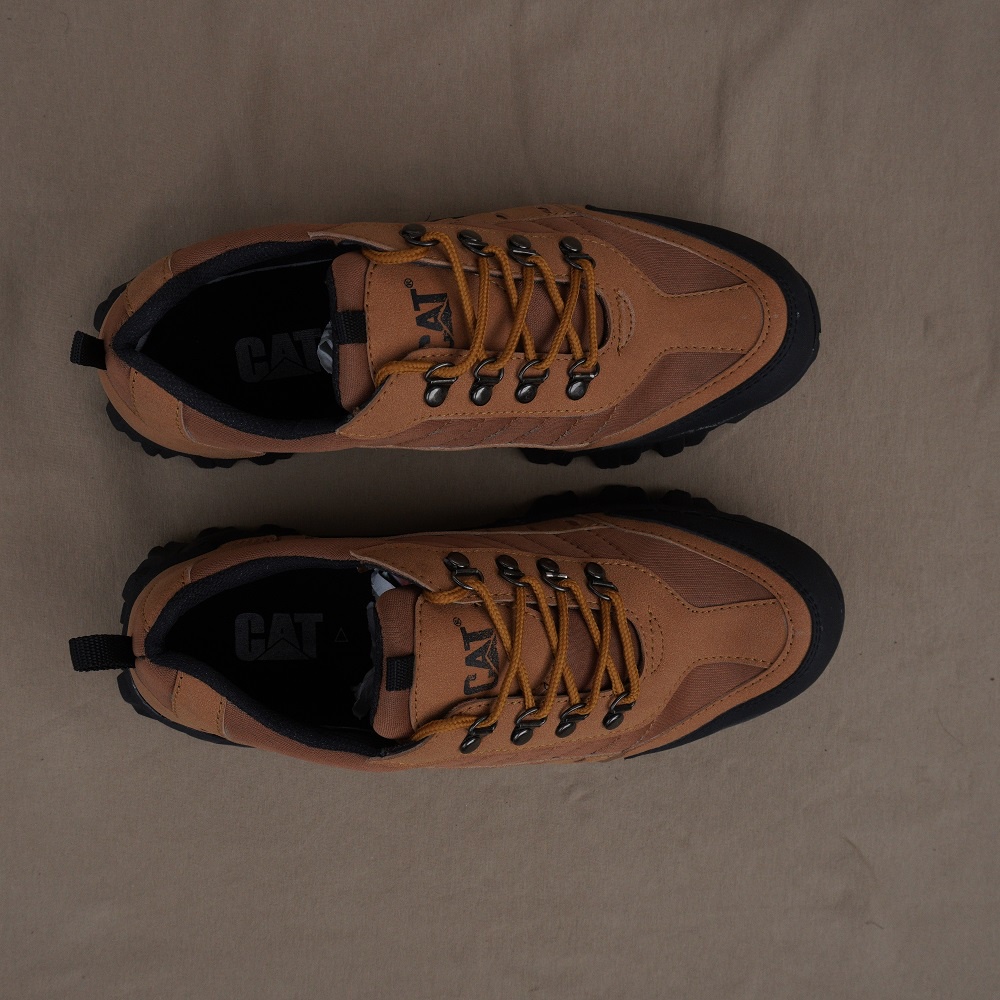 COD!! Sepatu Boots Pria Safety Ujung Besi Caterpillar Buldozer TAN Low Boot Kerja Cowok Anti Selip