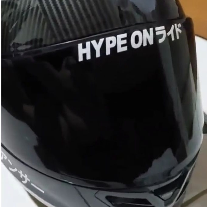 Stiker Cutting Visor Helm Bogo Hype On Kanji aksesoris variasi Skotlet Helm Motor