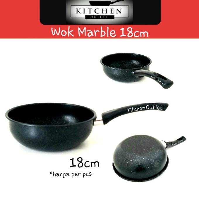 18Cm Panci Anti Lengket Wok Non Stick Wok Pan Marble