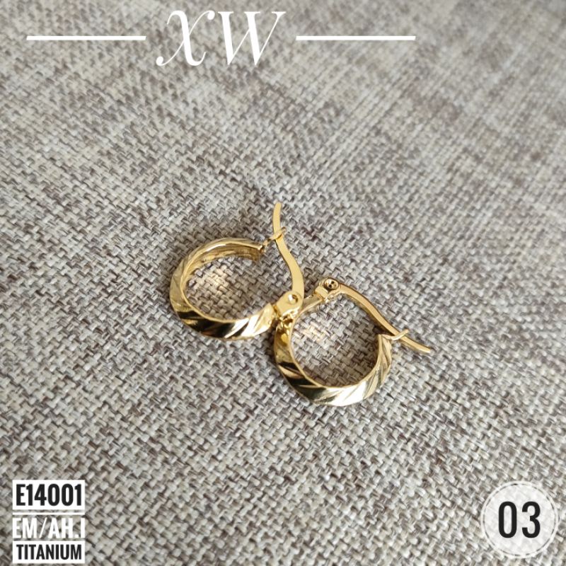 Anting Titanium Gipsy Bulat Kecil Gold E14001