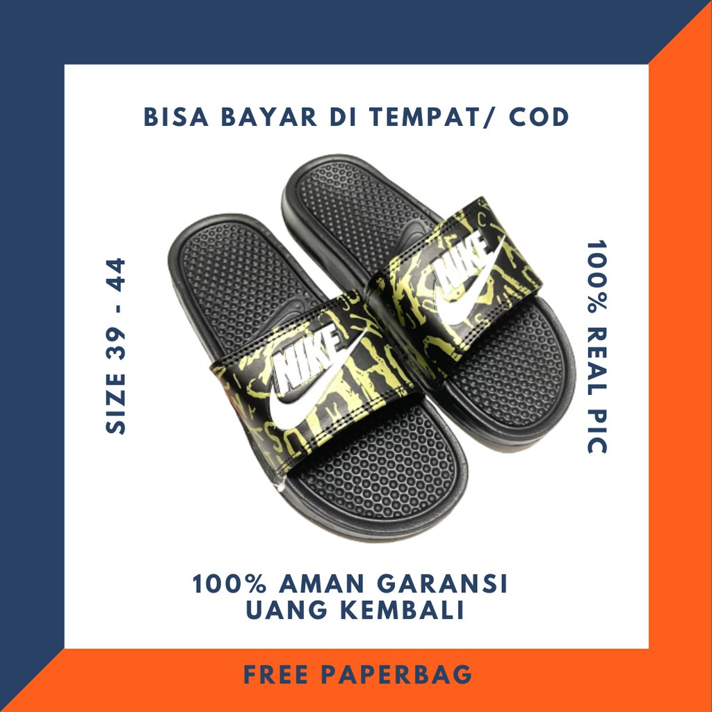 SENDAL BRANDED NIKE BENASSI SLIDE SPORT HITAM SANDAL SELOP PRIA WANITA MEN'S SANDAL IMPORT PREMIUM
