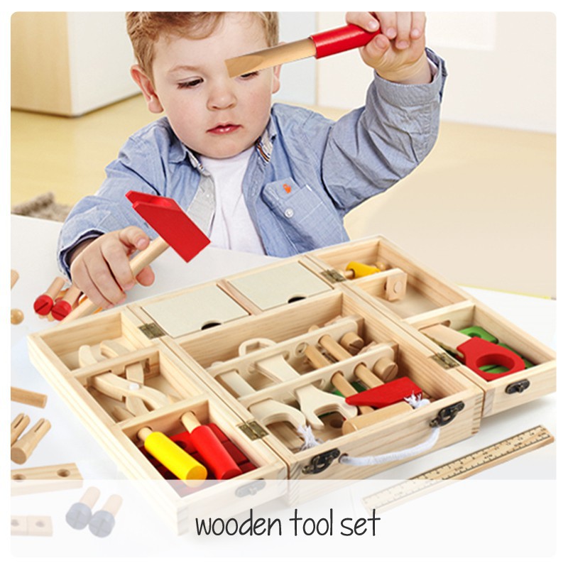 Mainan anak edukasi - WOODEN TOOL SET/ Maianan anak tukang tukangan kayu Moshi