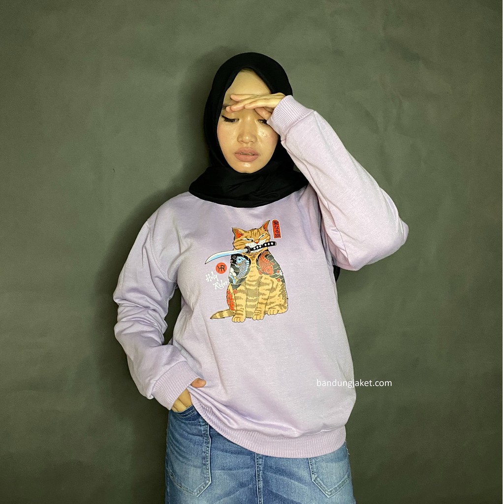 Cat Sweatshirt Holyrider // Sweater Crawneck Pria dan Wanita