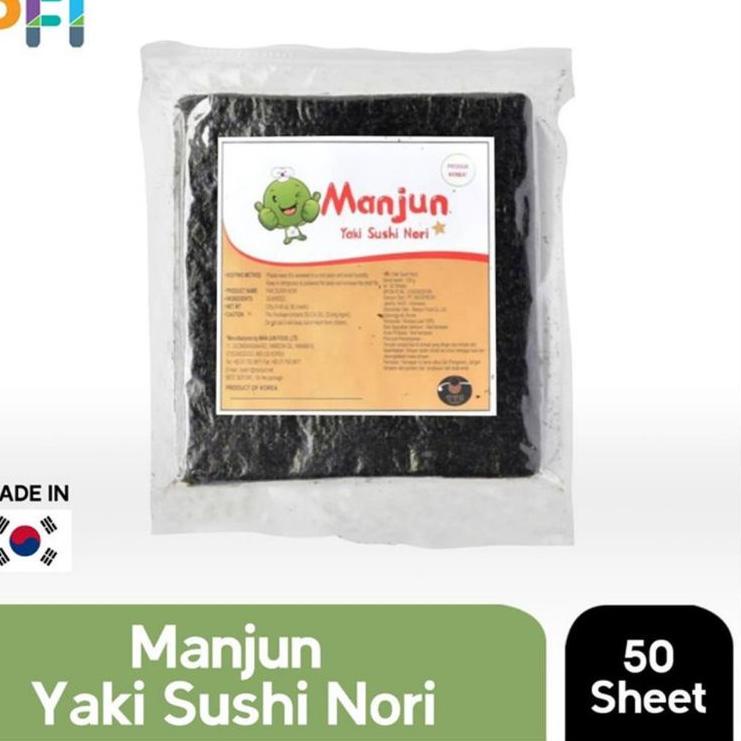 

Ready banyak // AGZHU MANJUN YAKI NORI SUSHI SEAWEED 12 GR 100% kOREA RUMPUT LAUT 50 sheet //Sale