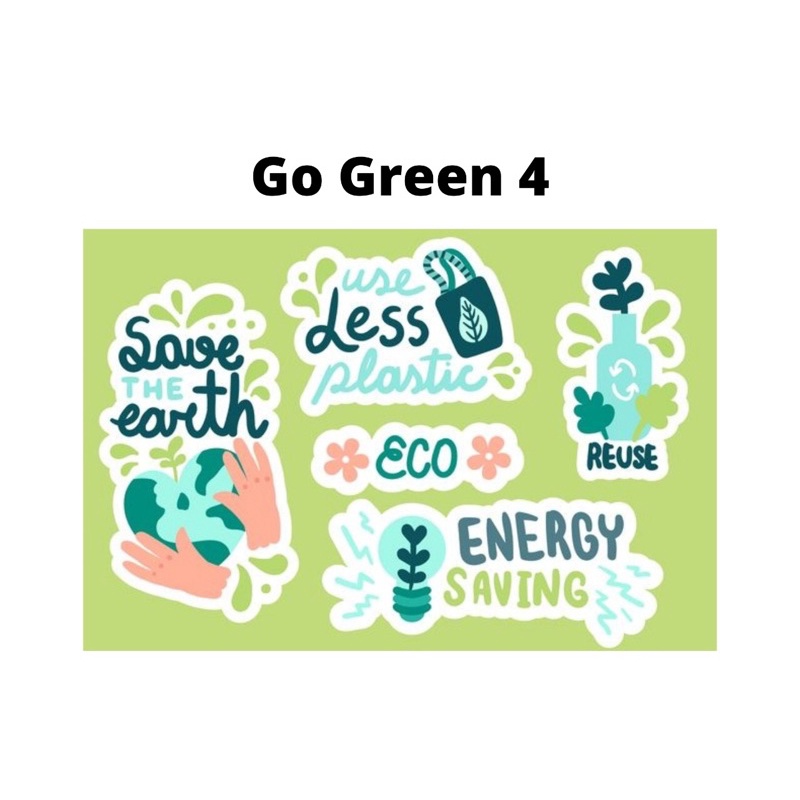 Sticker Pack Go Green Sticker Save Earth Sticker No Plastic Stiker Hp/Laptop Murah Aesthetic