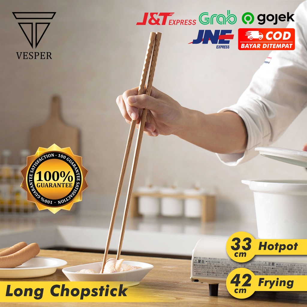 sumpit kayu panjang masak tumis bakmi hot pot / wooden long chopstick 33cm dan 42cm