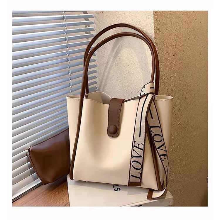 BJ62368 (2IN1) - BEIGE/BLACK/COFFEE - TAS JINJING TOTEBAG HANDBAG SLEMPANG WANITA FASHION IMPORT MODIS ELEGAN TERMURAH TERLARIS TERBARU BAGSTORE JAKARTA TAS BATAM ZC2368