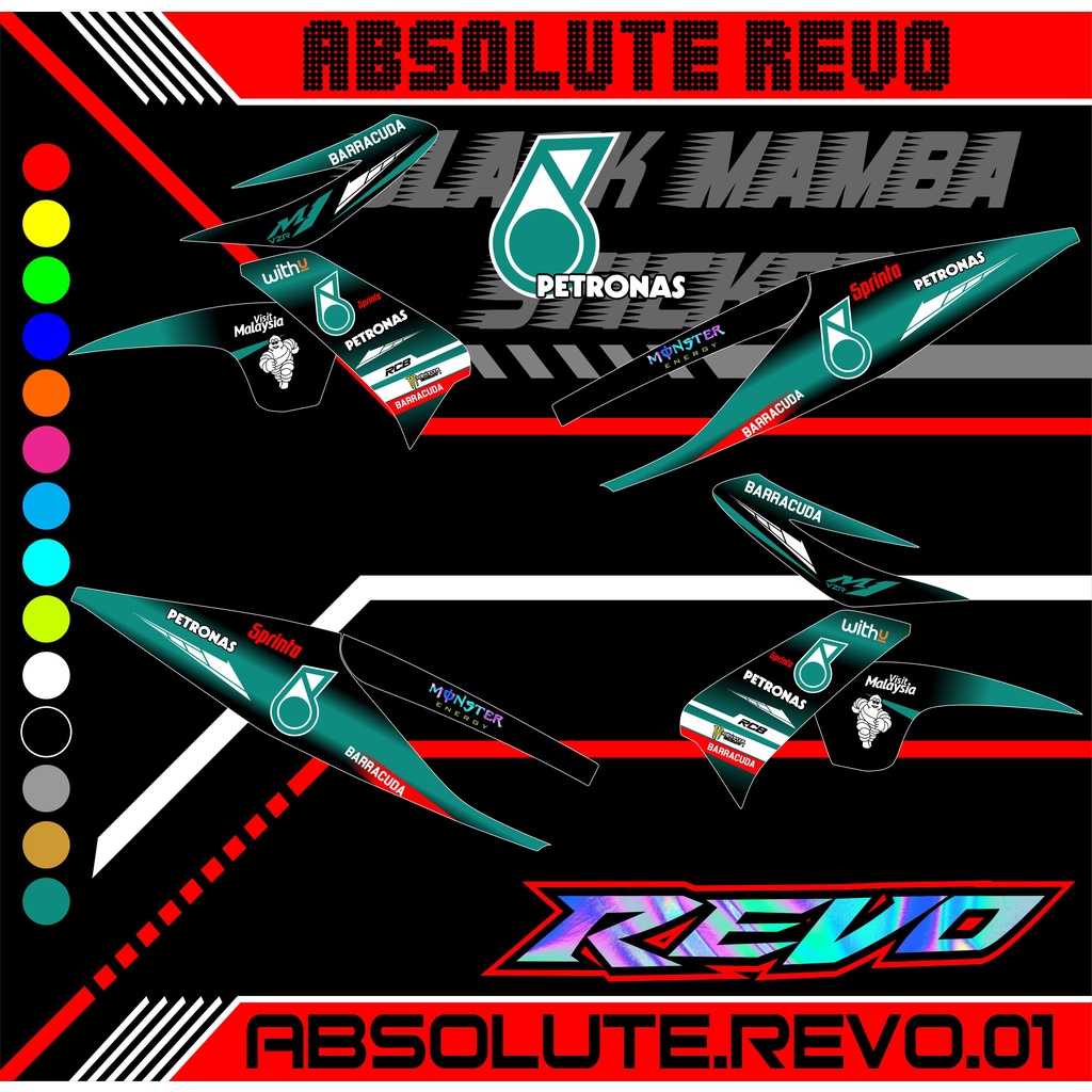 Striping Sticker Revo Absolute - Stiker Lis Variasi Revo 2010-2013 Desain PETRONAS 01
