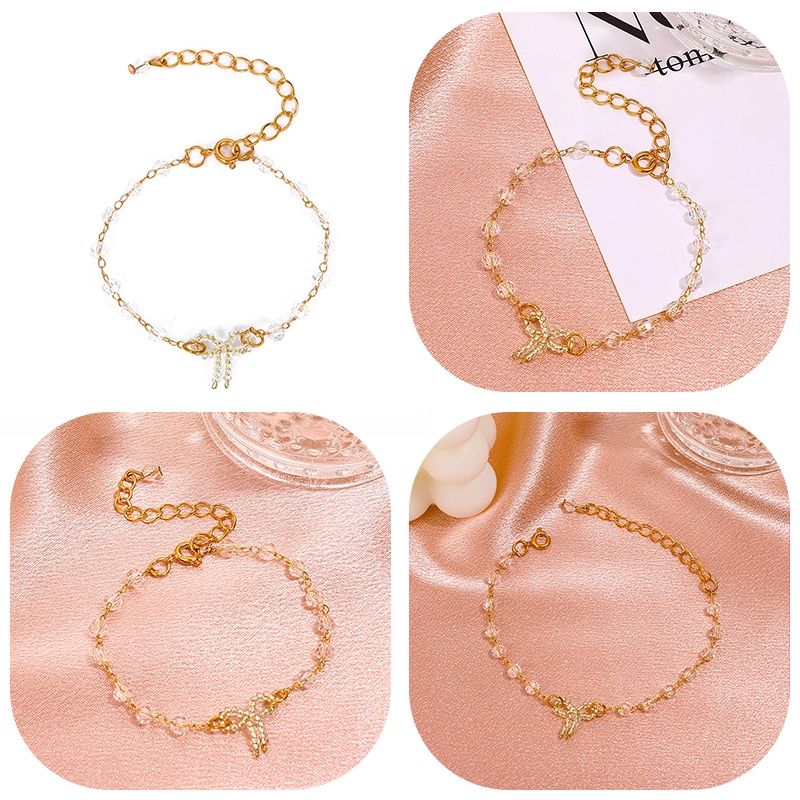 Gelang Wanita Ikatan Simpul Jepang dan Korea Selatan Gelang Manik-manik Kristal Lucu-5