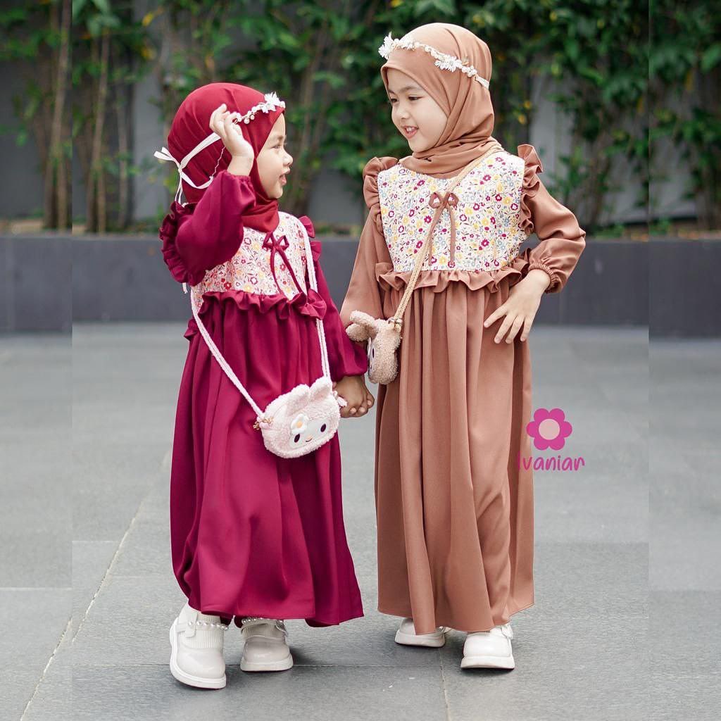 Grosir CIKITA set Dress Baju Gamis Syari USIA 7-12 TAHUN Muslim Remaja Wanita Perempuan// Dress gamis anak Remaja