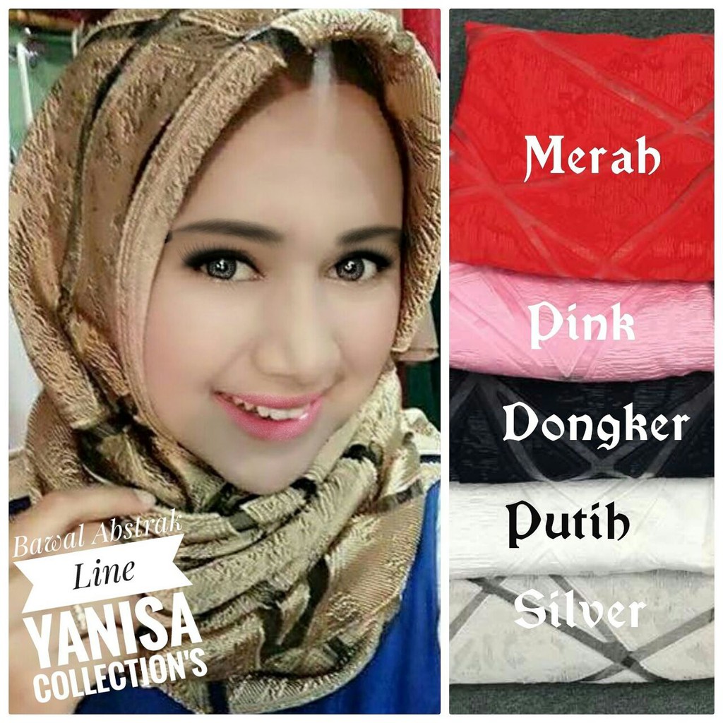 JILBAB SEGIEMPAT BAWAL SQUARE &quot;ABSTRAK LINE&quot; LINEN