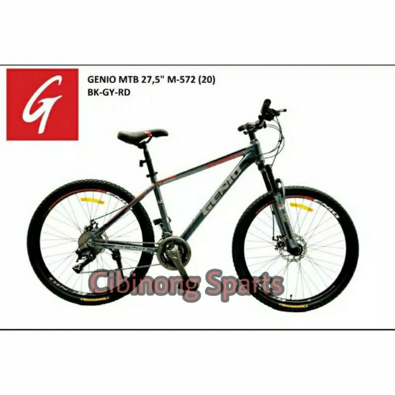 Sepeda MTB 27.5 Genio M-572 Alloy 27Speeds Inner Cabel FL Cakram