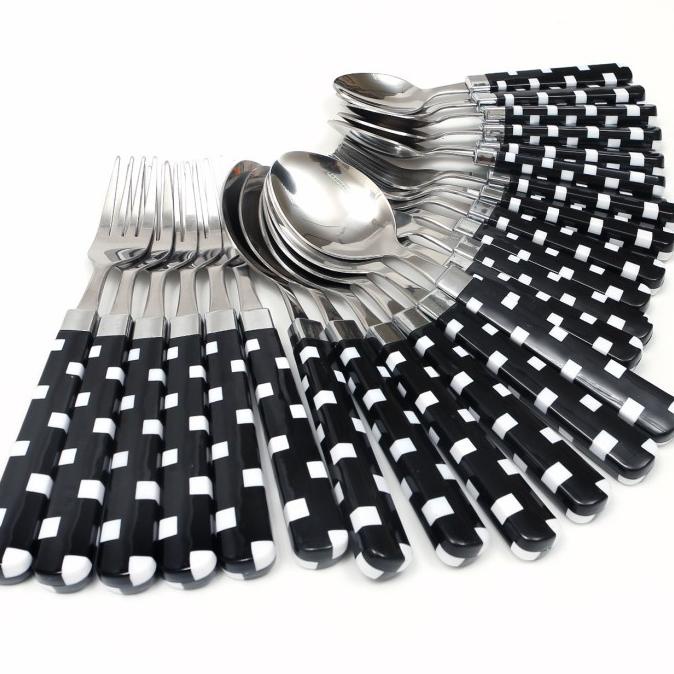 @#@#@#] Vicenza Stainless Steel Sendok dan Garpu Set V240C Hitam