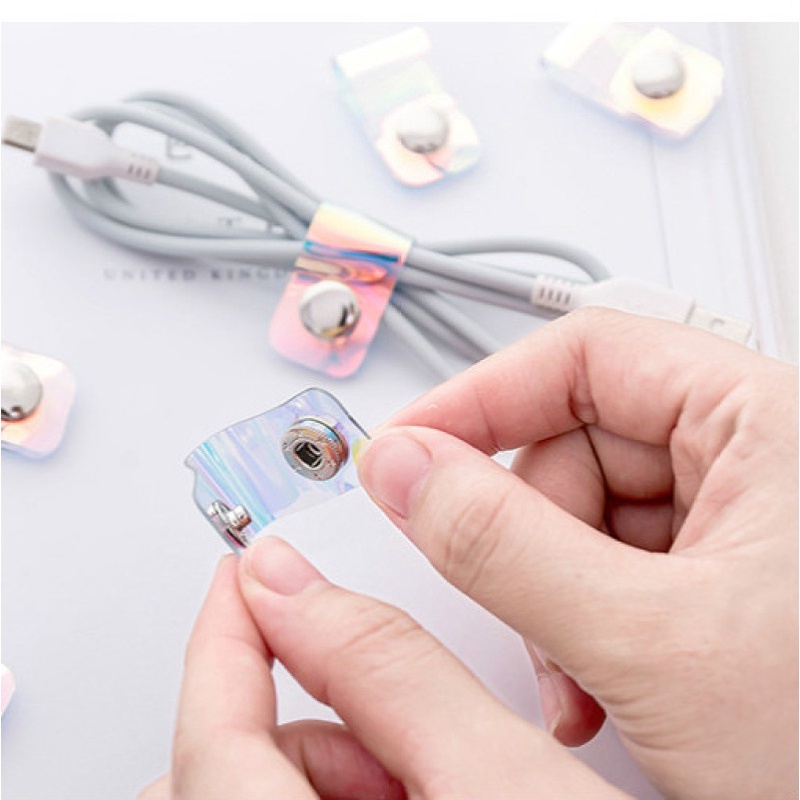 2 Pcs Simple Laser Data Cable Finishing Winder Pvc Girl Heart Portable Headphone Cable Button Cable Harness