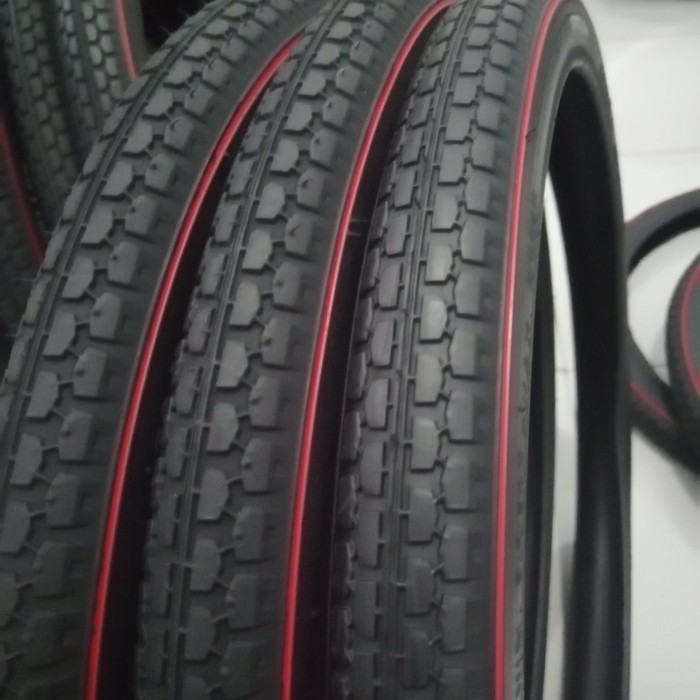 BAN LUAR SEPEDA 20 X 1.75 DELI TIRE - HITAM LIST MERAH
